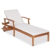 Adjustable Acacia Wood Chaise Lounge Chair w/ Side Table, Wheels - 79x26in, Appears New