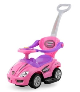 3-in-1 Kids Push Car w/ Handle and Horn, Pink