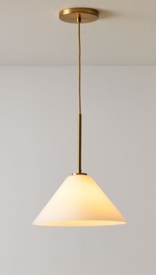 West Elm, Sculptural Glass Cone, Hard Wired, Pendent, 8"-14", Like New, Retail - $89.99