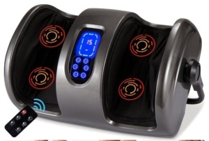 Reflexology Shiatsu Foot Massager w/ High-Intensity Rollers, Remote Control, Gray