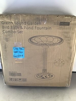 Vivo Home, Green Round Garden, Bird Bath/ Pond Fountain, Like New, Retail - $49.99