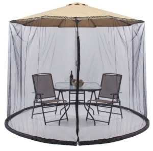 Adjustable Bug Net Accessory for Patio Umbrella w/ Zippered Door - 9ft