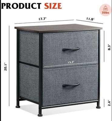 Wlive, Fabric, 2 Drawer Storage Cabinet, Like New, Retail - $29.99