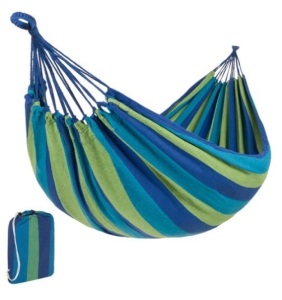 2-Person Brazilian-Style Double Hammock w/ Portable Carrying Bag, Blue