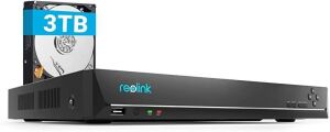 REOLINK 4K 16 Channel Network Video Recorder for Home Security Camera System, Work With 4K/5MP/4MP HD Reolink IP Cameras PoE NVR, 24/7 Recording to Pre-Installed 3TB (Up to 12TB) Hard Drive, RLN16-410