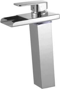 Wovier Chrome Waterfall Bathroom Sink Faucet with Supply Hoses and Plate