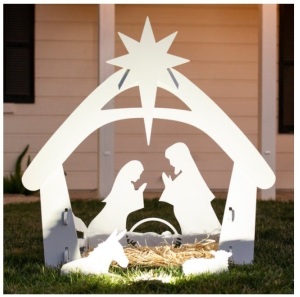 Christmas Nativity Scene Yard Decoration w/ Water Resistant PVC - 4ft, Appears New