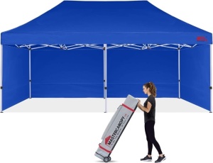 MASTERCANOPY Heavy Duty Pop-up Canopy Tent with Sidewalls, 10' x 20', Blue 