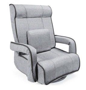 Oversized Swivel Gaming Floor Chair w/ Armrest, Adjustable Backrest, Light Gray