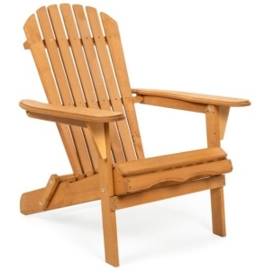 Folding Wooden Adirondack Chair Accent Furniture w/ Natural Finish - Brown