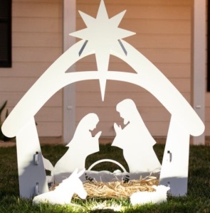 Christmas Nativity Scene Yard Decoration w/ Water Resistant PVC - 4ft