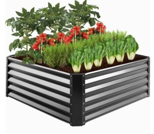 Outdoor Metal Raised Garden Bed for Vegetables, Flowers, Herbs - 4x4x1.5ft