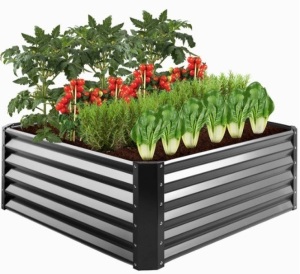 Outdoor Metal Raised Garden Bed for Vegetables, Flowers, Herbs - 4x4x1.5ft