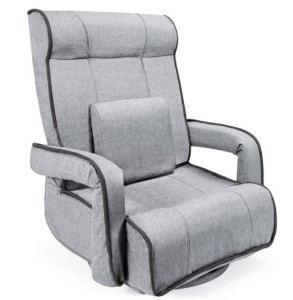 Oversized Swivel Gaming Floor Chair w/ Armrest, Adjustable Backrest, Light Gray