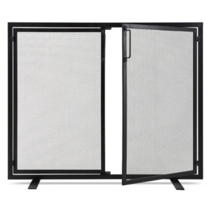 2-Door Wrought Iron Fireplace Screen w/ Magnetic Doors - 38.5x41in, Appears New