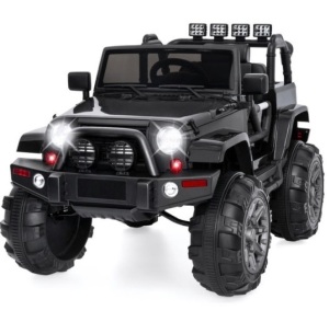 12V Kids Ride-On Truck Car Toy w/ 3 Speeds, LED, Remote, Bluetooth, Black