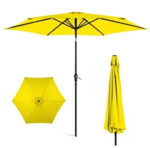 Outdoor Steel Market Patio Umbrella Decoration w/ Tilt, Crank Lift - 10ft, Yellow