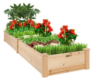 8x2ft Wooden Raised Garden Bed Planter for Garden, Lawn, Yard