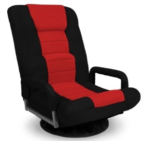 Gaming Floor Chair w/ 360-Degree Swivel, Armrest, Adjustable Backrest, Black/Red