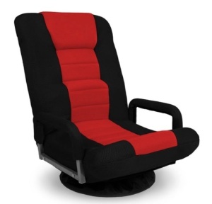 Gaming Floor Chair w/ 360-Degree Swivel, Armrest, Adjustable Backrest, Black/Red