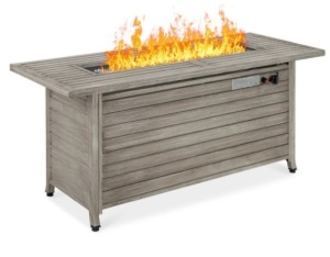 50,000 BTU Rectangular Propane Gas Fire Pit Table w/ Storage, Cover - 57in, Gray