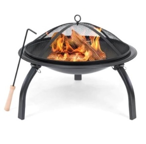 22in Fire Pit Bowl w/ Mesh Cover, Poker