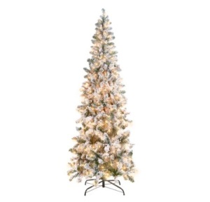 Pre-Lit Snow Flocked Artificial Pencil Christmas Tree, 12ft