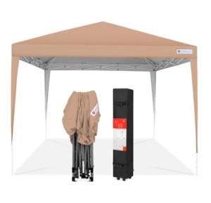 Outdoor Portable Pop Up Canopy Tent w/ Carrying Case, 10x10ft, Tan 