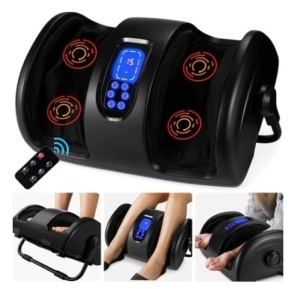 Reflexology Shiatsu Foot Massager w/ High-Intensity Rollers, Remote Control, Black