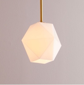 West Elm, Sculptural Glass Shade, Small faceted Milk, Like New, Retail - $139