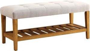 ACME Furniture Charla Bench, Light Gray & Oak