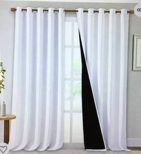 Nicetown, White, Black out Curtains, Pack of 2, 70x108", Like New Retail - $63.95