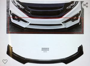 ECCPP, Gloss Black Front Bumper, Lip Spoiler, Fits 16-20 Honda Civic, Like New, Retail - $55.79