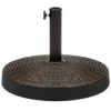 55lb Round Wicker Style Patio Umbrella Stand w/ Blackened Bronze Finish