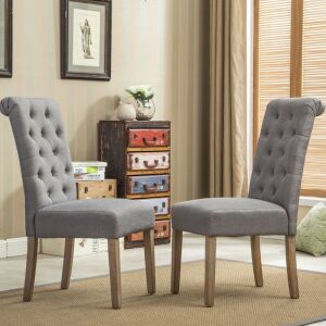 Roundhill Furniture Habit Tufted Dining Chair, Set of 2, Gray