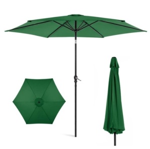 Outdoor Steel Market Patio Umbrella Decoration w/ Tilt, Crank Lift - 10ft, Green