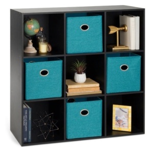 9-Cube Bookshelf Storage Display w/ 3 Removable Panels, Customizable Design