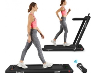 2-In-1 Folding Treadmill With Bluetooth Speaker Led Display-Black