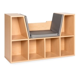 6-Cubbie Kids Bookcase Furniture Accent w/ Cushioned Reading Nook, Appears New, Retail $99.99