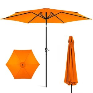 Outdoor Steel Market Patio Umbrella Decoration w/ Tilt, Crank Lift - 10ft