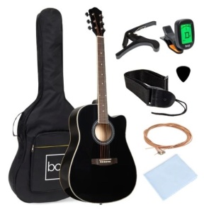 Full Size Beginner Acoustic Guitar Set with Case, Strap, Capo - 41in, Appears New