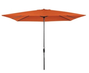 Rectangular Patio Umbrella w/ Easy Crank, UV-Resistant Fabric - 8x11ft, Orange