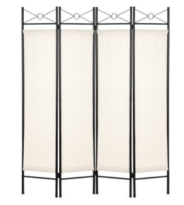 4-Panel Folding Privacy Screen Room Divider Decoration Accent, 6ft, White