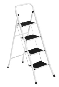 Folding Steel 4-Step Ladder w/ Hand Rail, Wide Steps, 330lbs Capacity