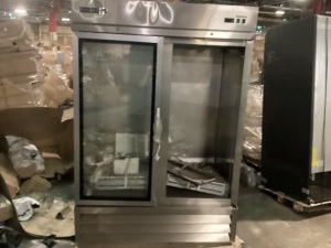 MXCR-49GDHC 53.9” Double Glass Door Reach-In Refrigerator, Bottom Mount, Stainless Steel - For Parts or Repair 