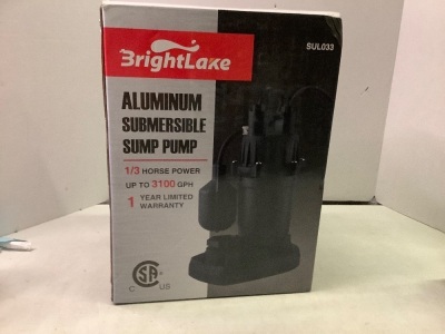 Brightlake Aluminum Submersible Sump Pump, Appears New