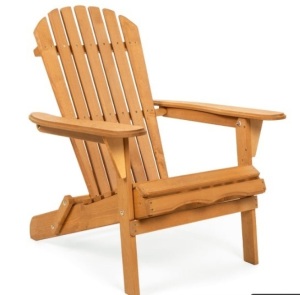 Folding Wooden Adirondack Chair Accent Furniture w/ Natural Finish - Brown