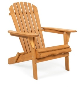 Folding Wooden Adirondack Chair Accent Furniture w/ Natural Finish - Brown