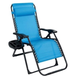 Folding Zero Gravity Oversize Fabric Outdoor Lounge Chair, Blue