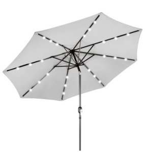 Solar LED Lighted Patio Umbrella w/ Tilt Adjustment, UV-Resistance - 10ft, Fog Gray